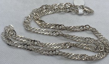 Large Italian Sterling Silver Necklace With Wide Links