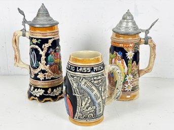 A Trio Of Vintage German Beer Steins