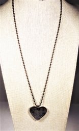 Sterling Silver 28' Long Chain Having Signed Heart Shaped Pendant (monogrammed)