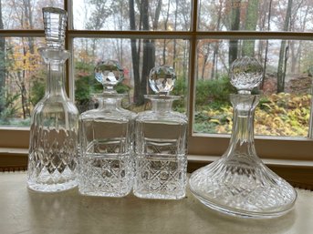 4 Vintage Crystal Glass Decanters.