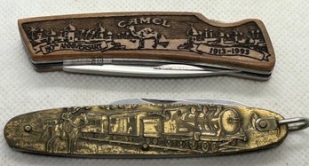 Pair Of Vintage Folding Knives- Solingen Made Locomotive And Vintage Camel Cigarettes