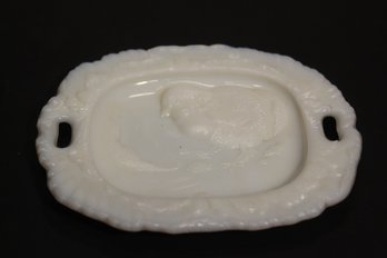 Victorian Milk Glass Chick And Egg Toy Tray