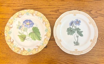 Pair Of Botanical Andrea By Sadek Gold Trimmed Plates