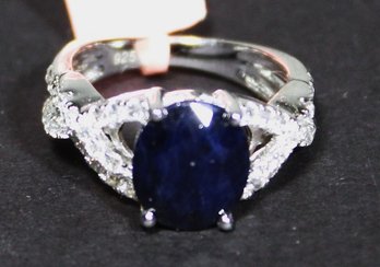 Very Fine Sterling Silver Ring Size 7 Having Genuine Sapphire Stone