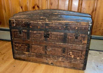 Antique Wood And Metal Trunk