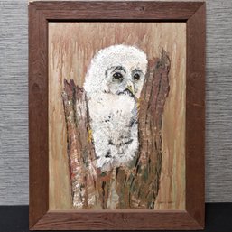 Framed Oil Painting Of Owl Signed Duane Plummer