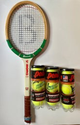 New Unused Borg Junior Tennis Racket & New Inbox Penn Tennis Balls