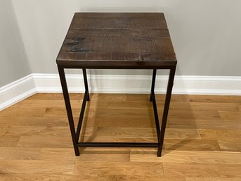 Metal And Wood Top Side Table