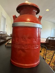 Milk Can Painted Red With Gold Eagle