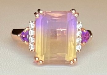 Ring By Stauer - Ametrine Bliss - Amethyst & Citrine - Rose Gold Finished 925 Sterling Silver - Size 6 - Box