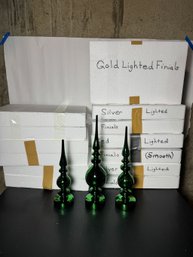 TWO TUBS W/ EIGHT BOXES LIGHTED FINIALS