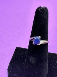 14K White Gold Synthetic Star Sapphire Ring