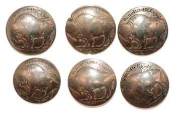 6 Real USA Buffalo Indian Head Nickel Buttons