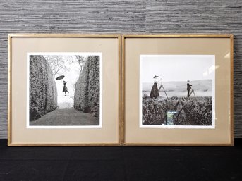 Pair Of Framed Whimsical Etchings In Black & White