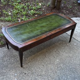 Vintage Wooden Cocktail Table With Leather Insert