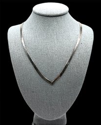 Vintage Italian Sterling Silver V Shaped Herringbone Necklace