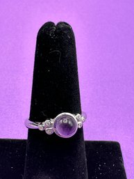 14K White Gold With Amethyst And Diamonds