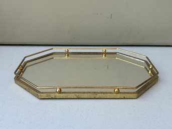 Vintage Octagon Gold Mirror Vanity Tray