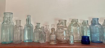 36 Glass Bottles Antique And Vintage, Many Are Medicine Bottles - See First Three Photos