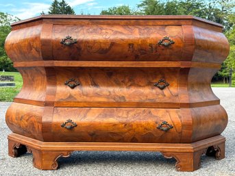 A Beautiful Antique Empire Burl Wood Marquetry Console