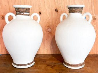 A Pair Of Large Italian Glazed Terra Cotta Amphorae - B