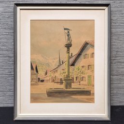 Framed Print Of European Town Square