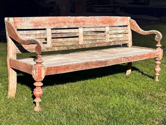 An Antique Painted Teak Dutch Colonial Bench