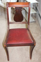 Red Leather Seat Lyreback Chair 15x17x33