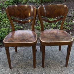Pair Of Antique Burl Wood Parlor Chairs