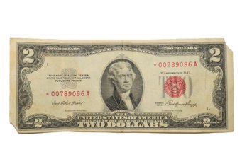 1953 Two Dollar Bill With Red Seal Star Note!