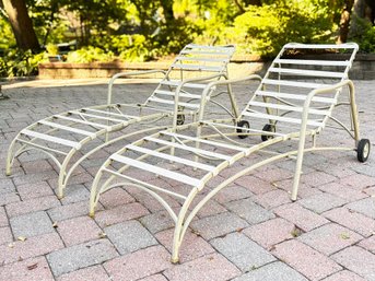 A Pair Of Vintage Tubular Metal And Strap Lounge Chairs - C. 1980's