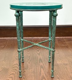 A Modern Copper And Glass Side Table In Style Of Giacometti