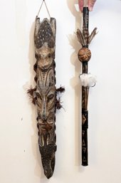 An Oceanic Mask And Flute, New Guinea