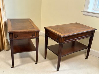 Pair Of Vintage Mahogany End Tables With Caster Wheels