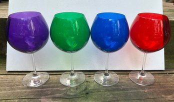 Looking For Something That Pops?  These Wine Glasses In Four Primary  Colors Do The Trick