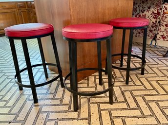 Set Of Three Mid Century Thinline Furniture Counter Stools