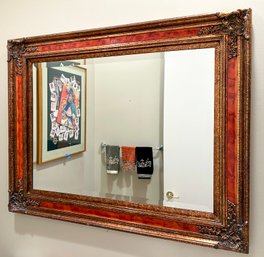 A Fine Quality Beveled Mirror In Attractive Carved Wood Frame