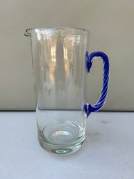 Villeroy & Boch Glass Pitcher With A Twisted Blue Handle