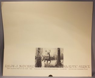 US STAMP AND SIGNED PRINT BY RALPH J McDONALD 1980 'MAJESTIC SILENCE'