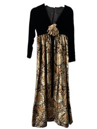 Stunning 1980s Couture Velvet & Brocade Gown, Est. Size 2-4