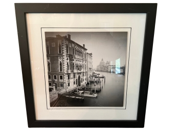 Framed Monochrome Photo - European City On Canal