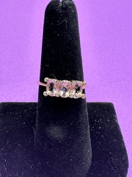 Morganite Ring With 3 Stones On 14K Gold Setting