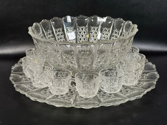 A Large, Stunning Vintage Punch Set By Tiffin Glass, Bristol Diamond