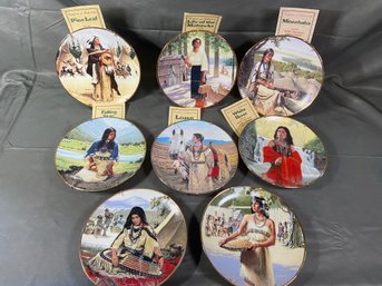 Noble American Indian Women David Wright Hamilton Plate Collection 23k Gold Rim Porcelain Collector's Plates