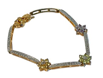 Gold Over Sterling Silver Gemstone Bracelet Peridot, Amethyst Citrine