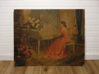 Antoni Ditlef Woman On Piano Vintage Print
