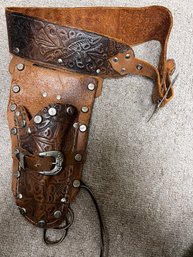 Vintage Roy Rogers Tooled Leather Gun Holster