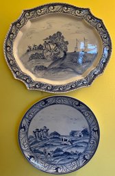 Pair Of Ceramic Hand Painted Platters