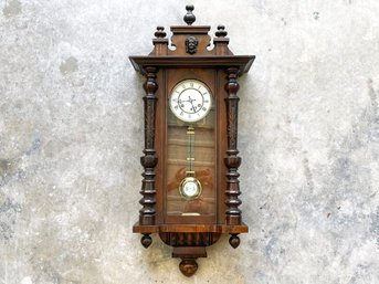 A 19th Century German Wall Clock In Carved Mahogany Case By Junghans