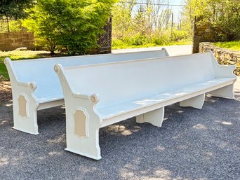 A Pair Of Beautiful 19th Century Carved Oak Hudson Valley Church Pews - From Stanfordville Church
